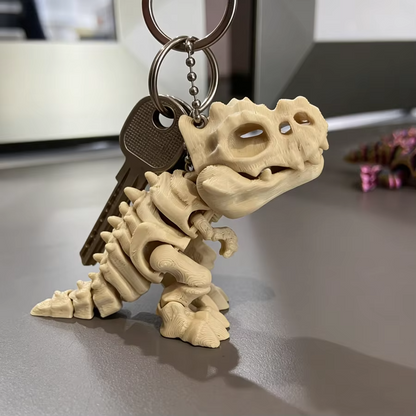3D Printed Tyrannosaurus Rex Skeleton Model | Articulated Dinosaur Fidget Toy & Keychain | Movable T-Rex Collectible Gift
