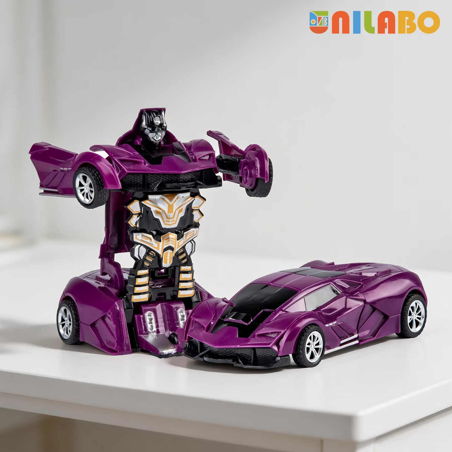 Transformable Robot Sports Car Toy for Kids – No Batteries Required | Educational STEM Model Vehicle Gift