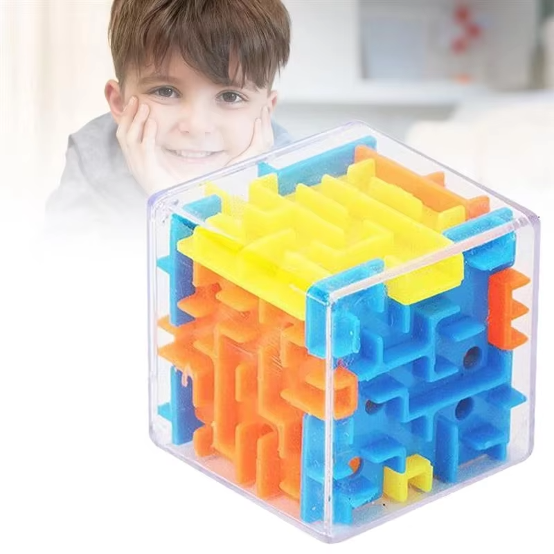 3D Maze Magic Cube Puzzle | Transparent Rolling Ball Brain Teaser | Mini 6-Sided Educational Maze Toy for Kids & Adults