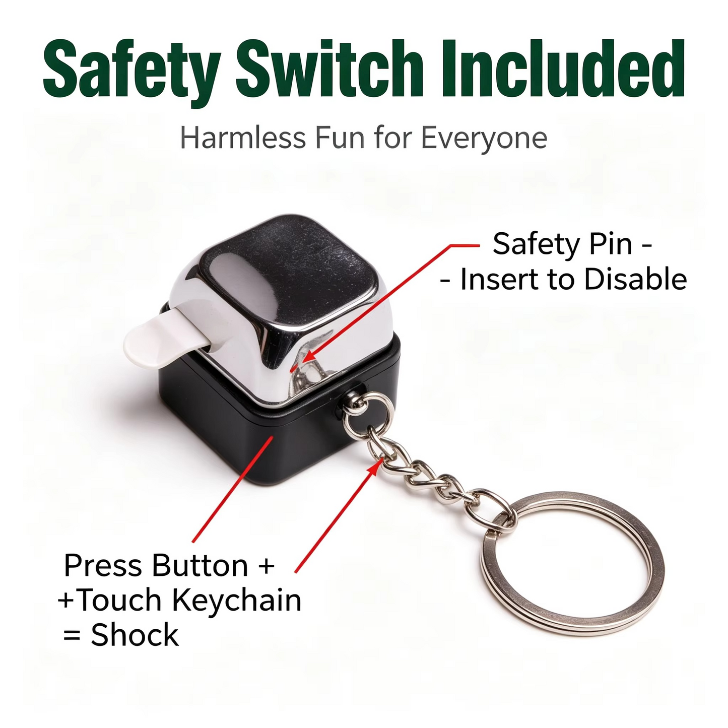 Electric Shock Prank Keychain – Mini Novelty Clicker Joke Gadget & Portable Trick Toy for Adults