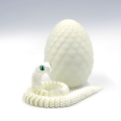 3D Printed Articulated Snake Egg Toy – Flexible Moveable Fidget Figure with Rotating Joints | Desk Decor & Stress Relief Gift