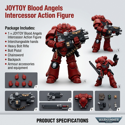 JOYTOY Warhammer 40K Blood Angels Intercessor Action Figure 1:18 Scale Collectible Model with Accessories | Official Licensed Gift for Collectors UK