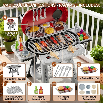 Kids BBQ Grill Play Set Spray Smoke Lights Pretend Cooking Toy Gift UK 3+