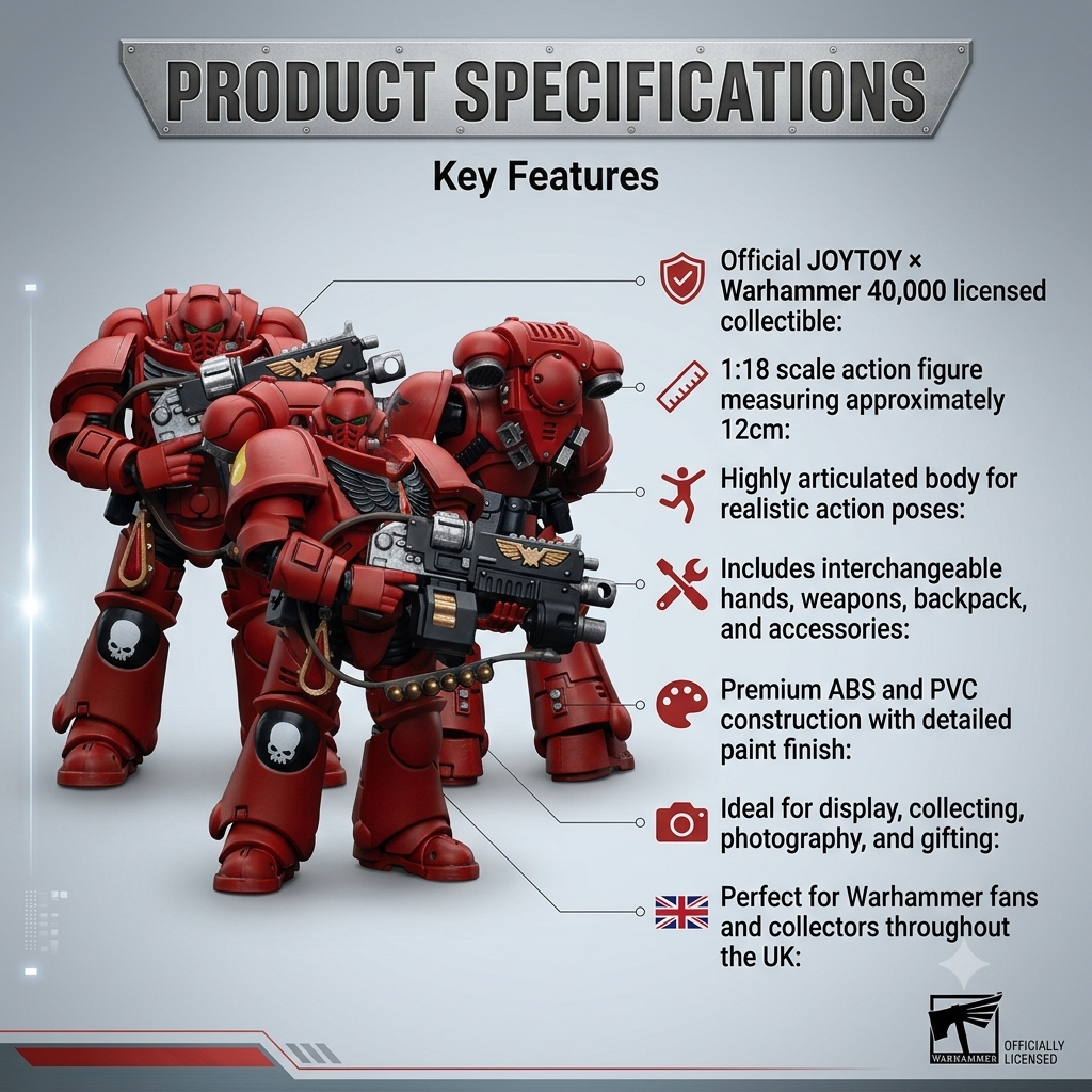 JOYTOY Warhammer 40K Blood Angels Intercessor Action Figure 1:18 Scale Collectible Model with Accessories | Official Licensed Gift for Collectors UK