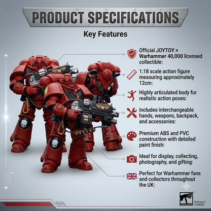 JOYTOY Warhammer 40K Blood Angels Intercessor Action Figure 1:18 Scale Collectible Model with Accessories | Official Licensed Gift for Collectors UK