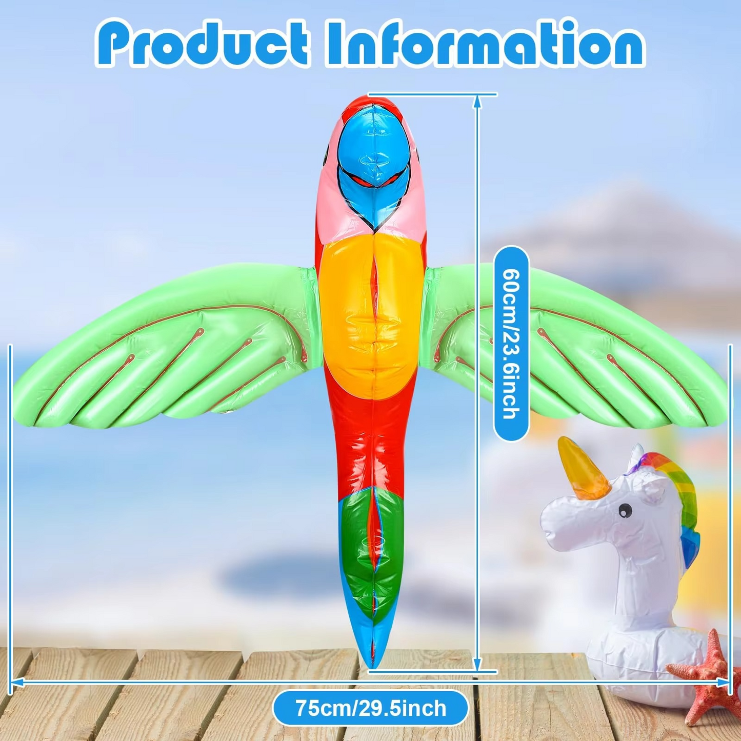 Inflatable Parrot Party Toy | PVC Tropical Bird Decoration for Beach, Pool & Hawaiian Party Games