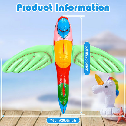 Inflatable Parrot Party Toy | PVC Tropical Bird Decoration for Beach, Pool & Hawaiian Party Games