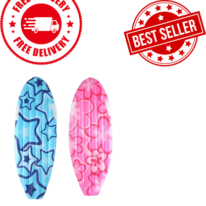 Inflatable Surfboard Beach Toy | Tropical Pool Float & Luau Party Decoration | Summer Beach Party Prop