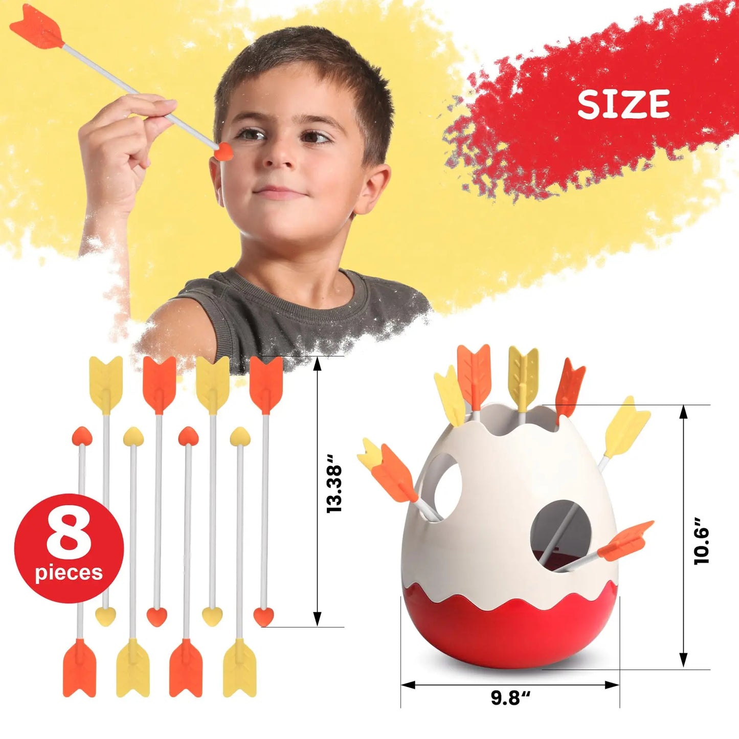 Kids Arrow Toss Game with Moving Egg Target & 6 Soft Arrows | Indoor & Outdoor Family Game