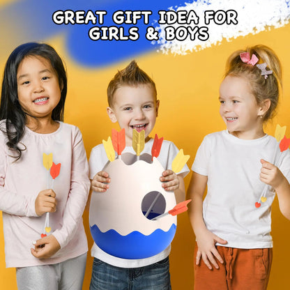 Kids Arrow Toss Game with Moving Egg Target & 6 Soft Arrows | Indoor & Outdoor Family Game