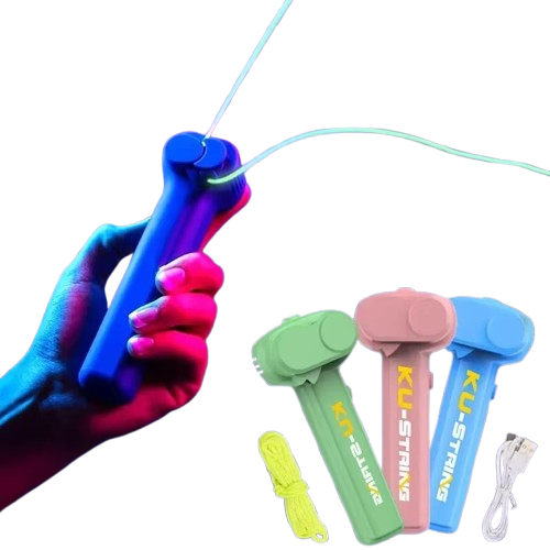 Glow in the Dark String Launcher Toy – LED Luminous Handheld Rope Shooter for Kids | Sensory Fidget Party Gift