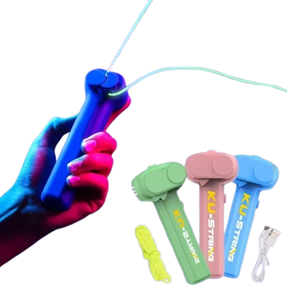 Glow in the Dark String Launcher Toy – LED Luminous Handheld Rope Shooter for Kids | Sensory Fidget Party Gift