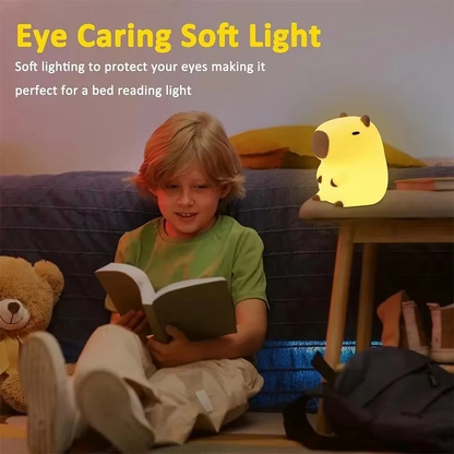 Cute Capybara Silicone Night Light | Soft LED Bedside Lamp for Kids' Bedrooms, Nursery & Home Décor