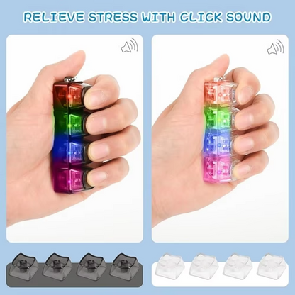 Light Up Keyboard Keychain Fidget Toy – Clickable LED Button Stress Relief Keychain for Anxiety, Office & Everyday Carry