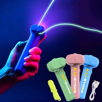 Glow in the Dark String Launcher Toy – LED Luminous Handheld Rope Shooter for Kids | Sensory Fidget Party Gift
