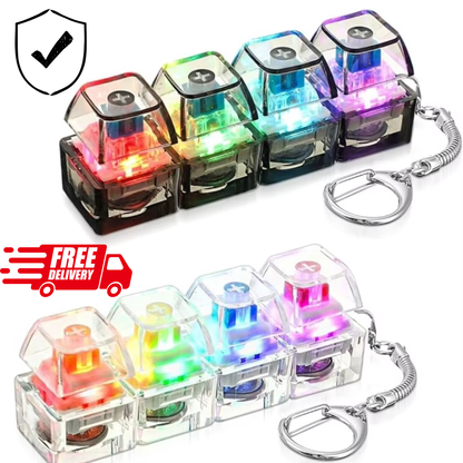 Light Up Keyboard Keychain Fidget Toy – Clickable LED Button Stress Relief Keychain for Anxiety, Office & Everyday Carry