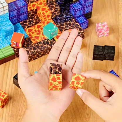 Magnetic Building Blocks Set – 50, 100 or 200 PCS Pixel-Style Magnetic Cubes | STEM Construction Toy for Kids