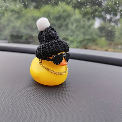 Cute Knitted Hat & Sunglasses Car Decoration Set – Fun Car Dashboard & Mirror Accessory
