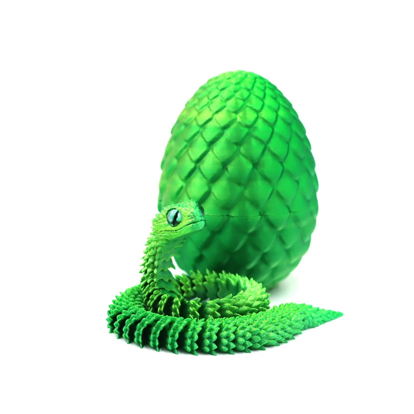 3D Printed Articulated Snake Egg Toy – Flexible Moveable Fidget Figure with Rotating Joints | Desk Decor & Stress Relief Gift