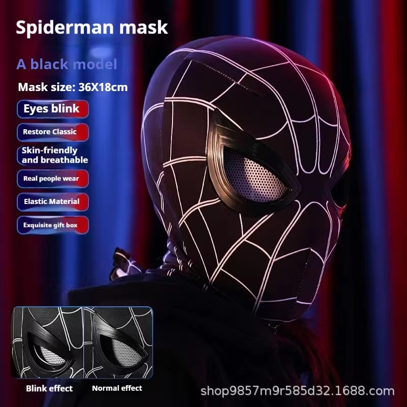 Electronic Spider Hero Mask with Moving Eyes – Remote Control Cosplay Mask for Kids & Adults