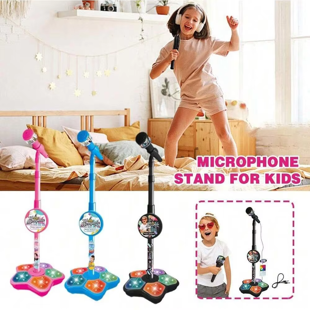 Kids Karaoke Microphone Stand Toy | Adjustable Children's Singing Microphone Stand | Portable Music Toy for Boys & Girls