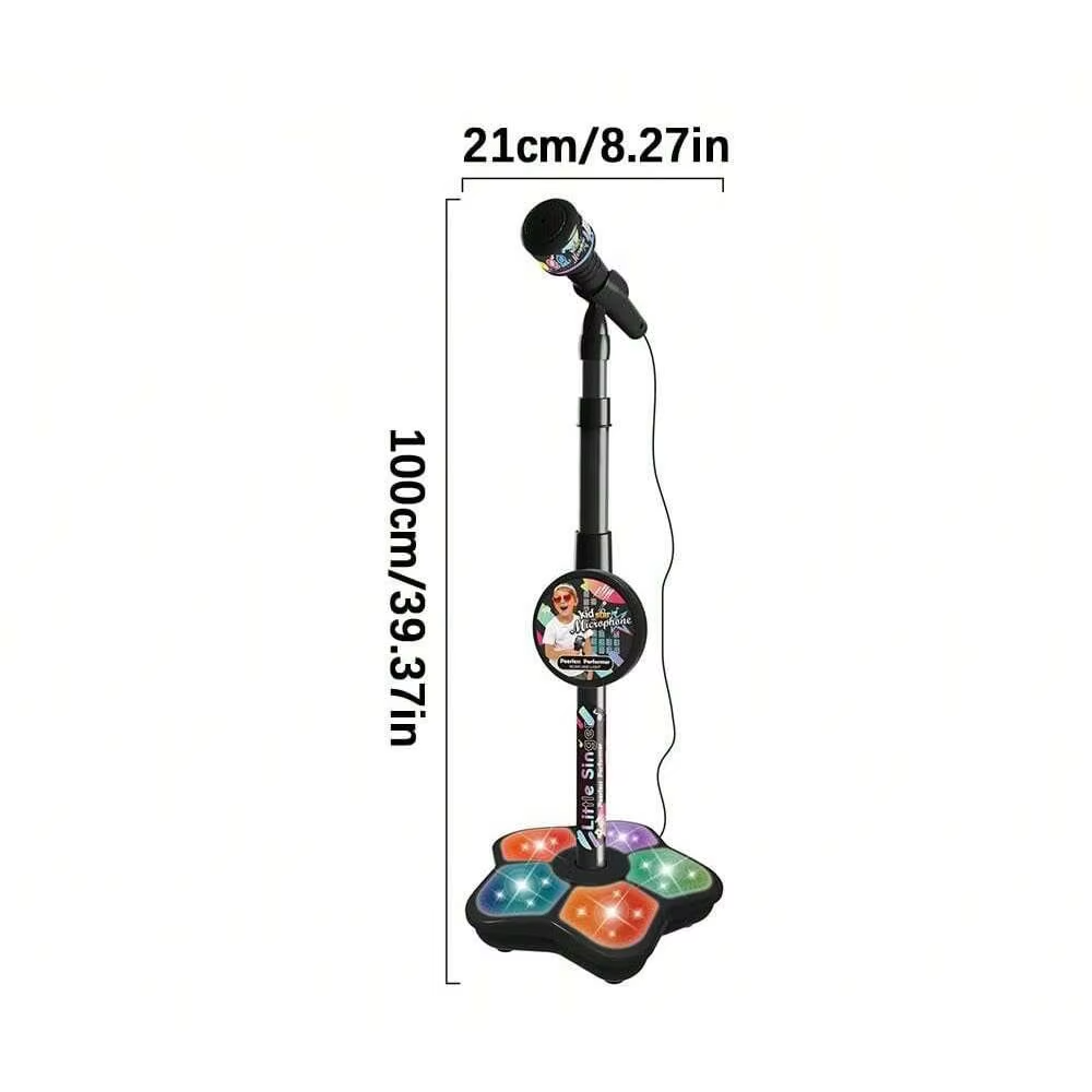 Kids Karaoke Microphone Stand Toy | Adjustable Children's Singing Microphone Stand | Portable Music Toy for Boys & Girls