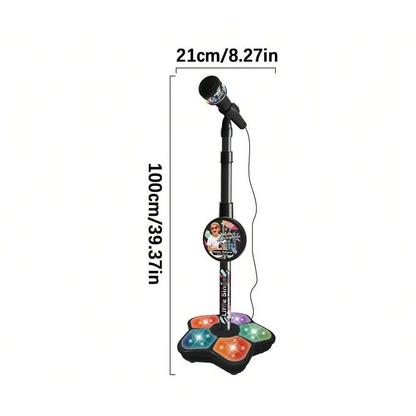 Kids Karaoke Microphone Stand Toy | Adjustable Children's Singing Microphone Stand | Portable Music Toy for Boys & Girls