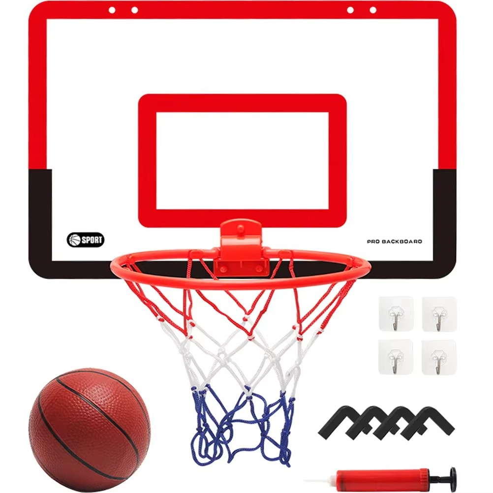 Kids Indoor Wall-Mounted Basketball Hoop Set | No-Drill Mini Basketball Hoop & Ball | Educational Sports Toy for Boys & Girls