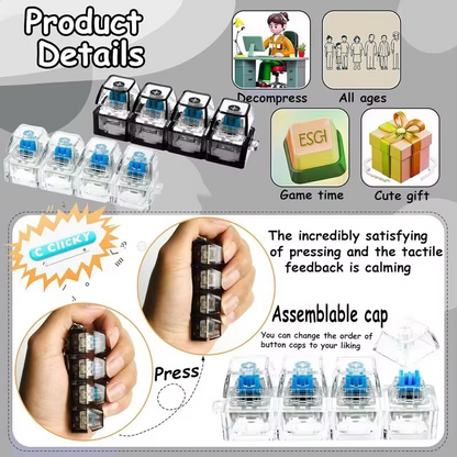 Light Up Keyboard Keychain Fidget Toy – Clickable LED Button Stress Relief Keychain for Anxiety, Office & Everyday Carry