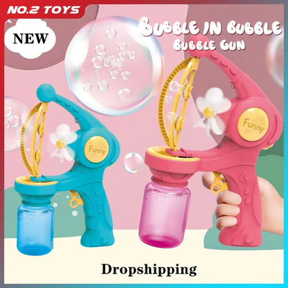 Automatic Bubble Gun with Bubble Solution | Large Bubble Blower Machine for Kids | Outdoor Party & Garden Bubble Toy