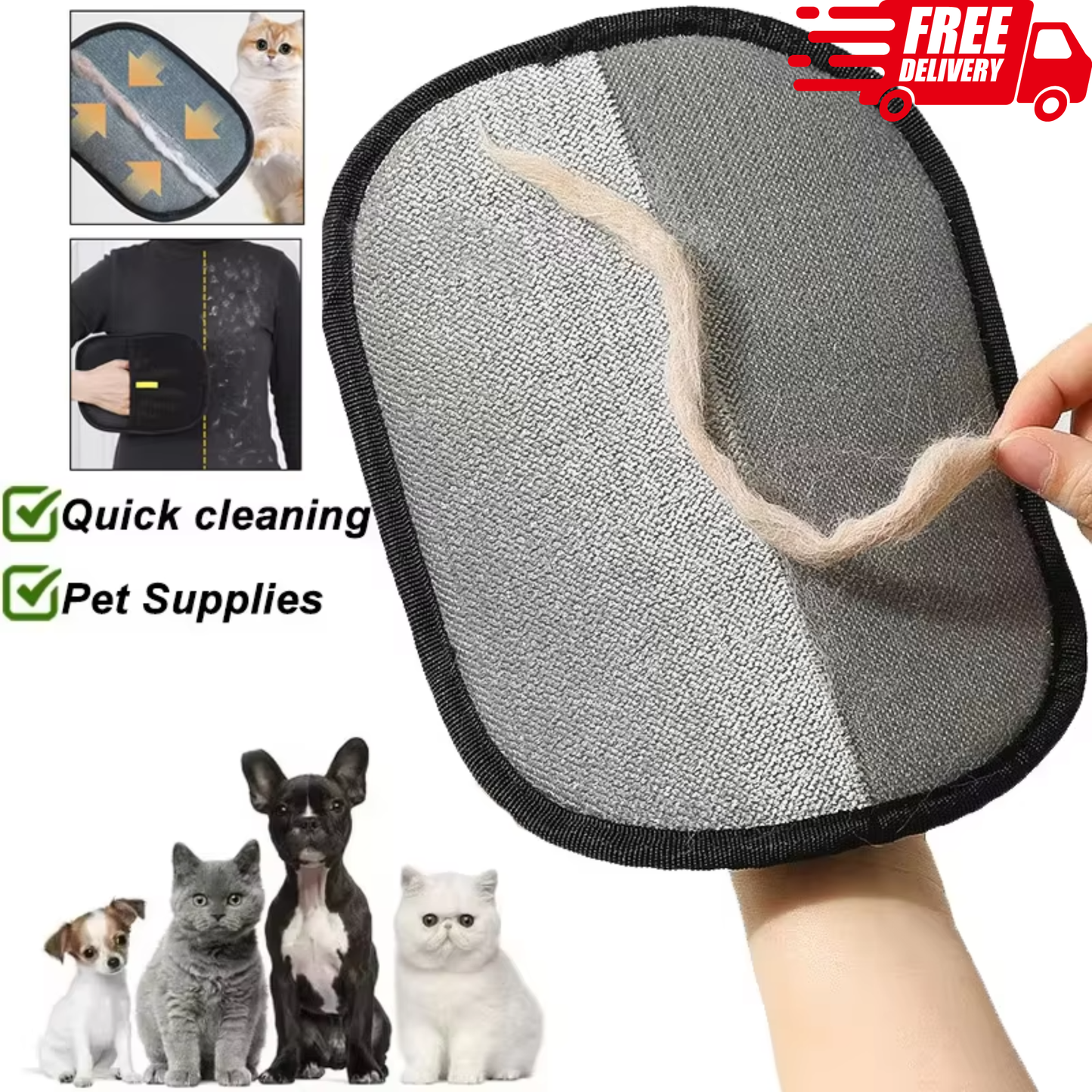 Pet Hair Remover Glove – Reusable Washable Lint & Fur Removal Glove for Clothes, Furniture, Carpets & Pet Accessories
