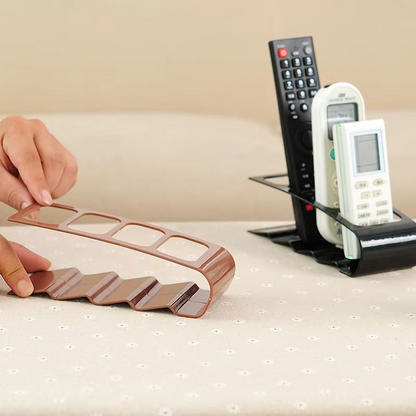 4-Compartment Remote Control Organizer | Multi-Purpose Desktop Storage Holder for Remotes, Phones & Office Accessories