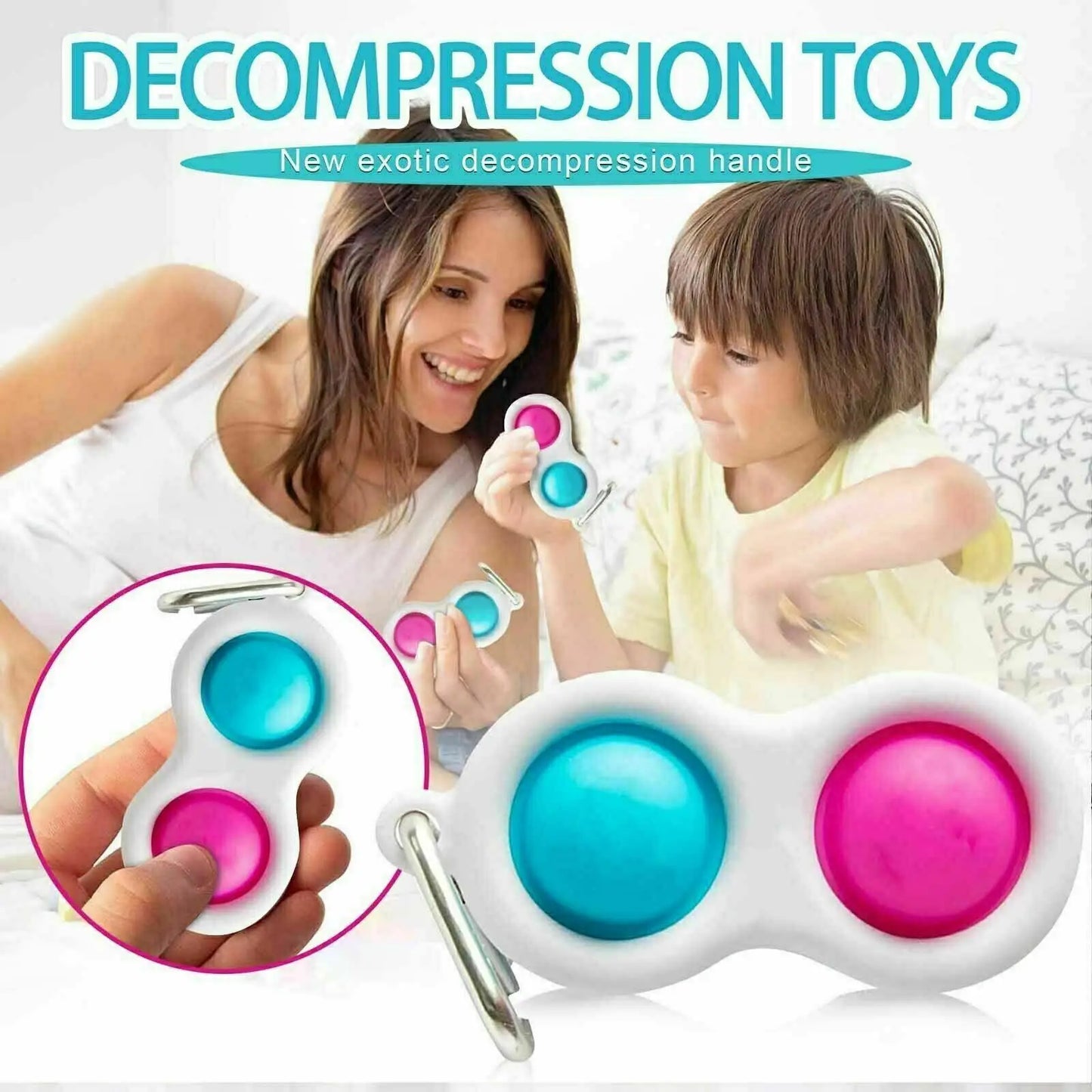 Simple Dimple Fidget Keyring Toy – Silent Sensory Pop Keychain for Kids & Adults