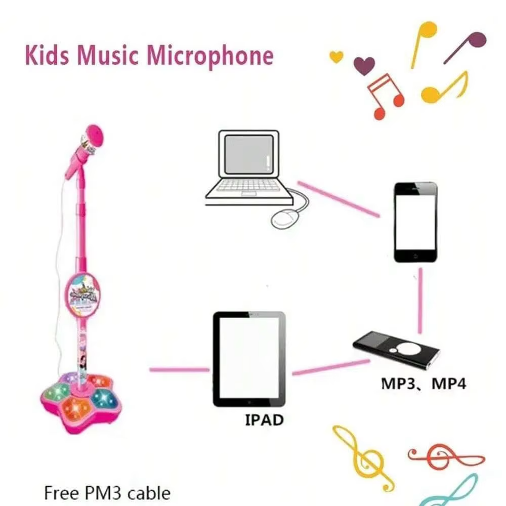Kids Karaoke Microphone Stand Toy | Adjustable Children's Singing Microphone Stand | Portable Music Toy for Boys & Girls
