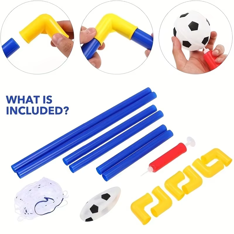 Portable Mini Soccer Goal Set | Football Goal with Net, Ball & Pump | Indoor & Outdoor Training Set for Kids