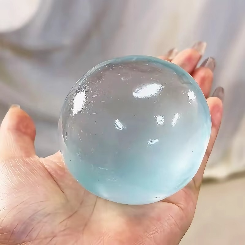 Blue Mochi Squishy Stress Ball – Soft Transparent Quick-Rebound Fidget Toy for Kids & Adults | Sensory Anti-Stress Squeeze Toy