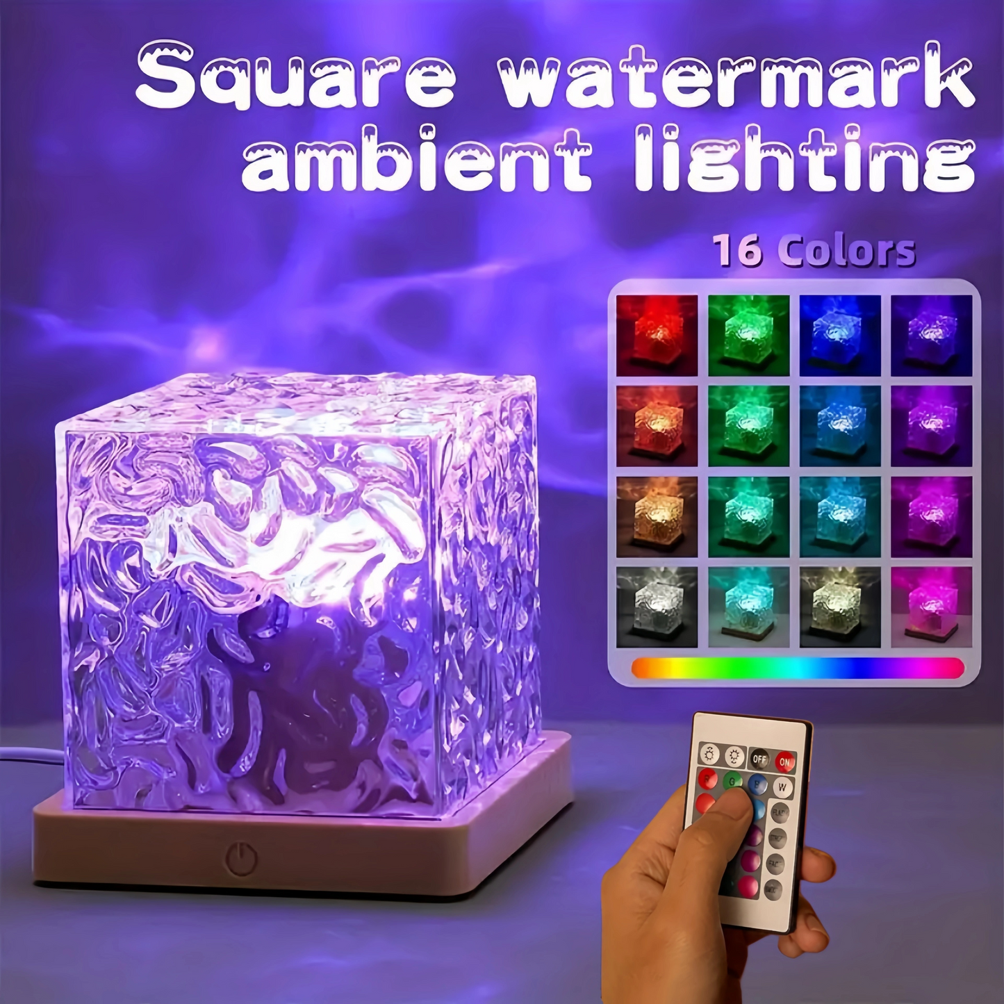Ocean Wave Aurora Projector Light – USB RGB Water Ripple Night Light with Remote Control & 16 Colours