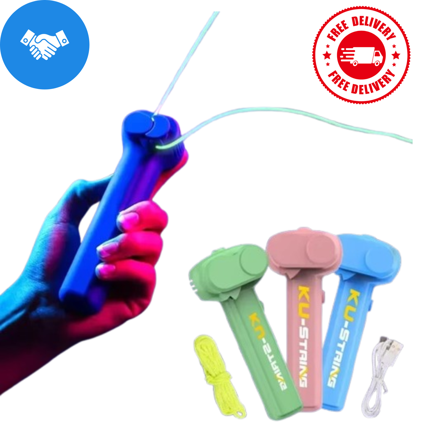 Glow in the Dark String Launcher Toy – LED Luminous Handheld Rope Shooter for Kids | Sensory Fidget Party Gift