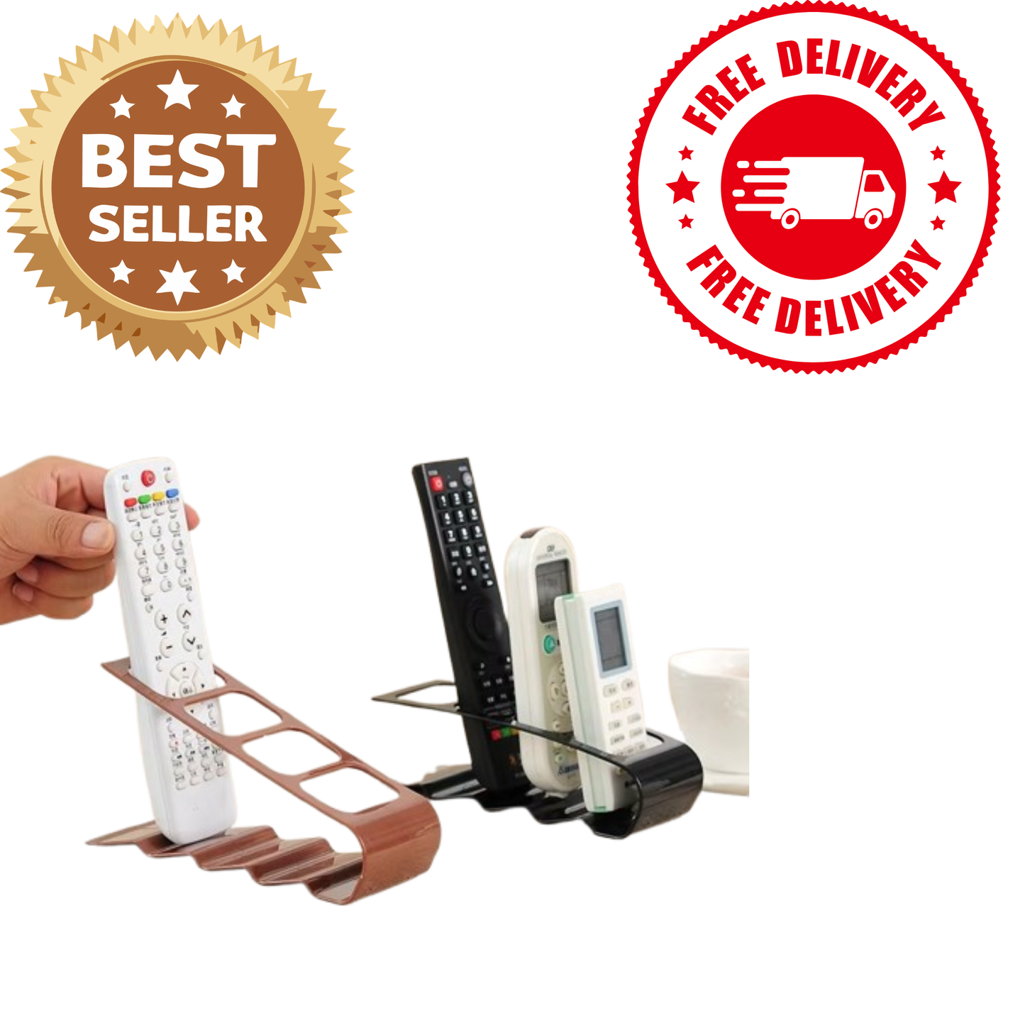 4-Compartment Remote Control Organizer | Multi-Purpose Desktop Storage Holder for Remotes, Phones & Office Accessories