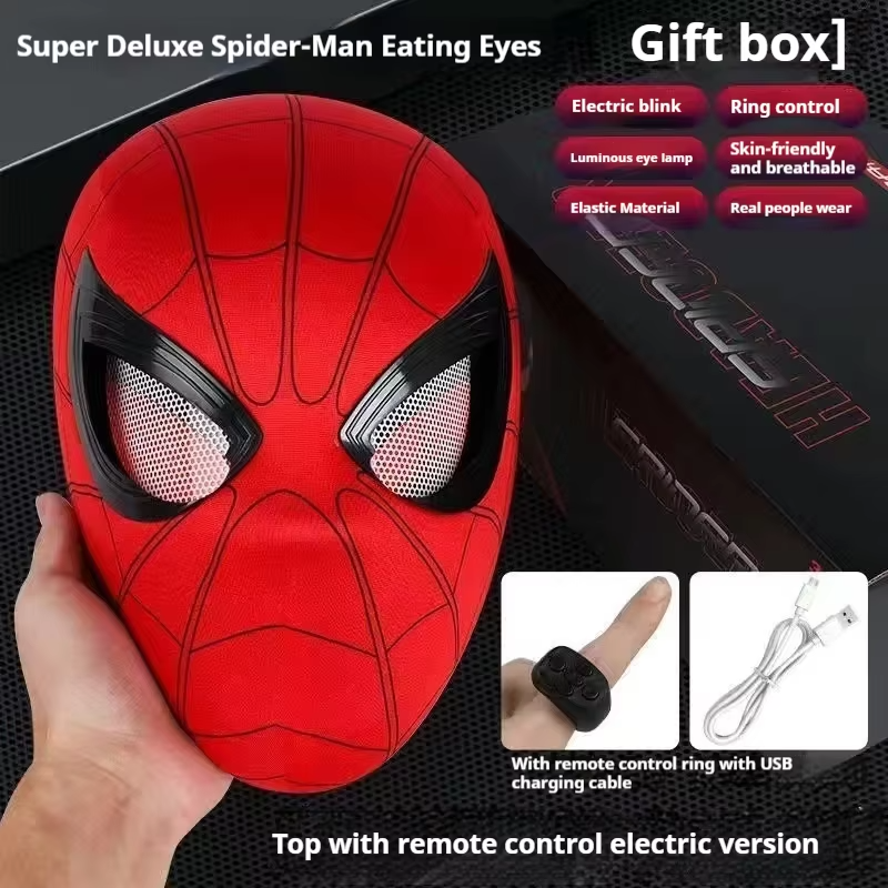 Electronic Spider Hero Mask with Moving Eyes – Remote Control Cosplay Mask for Kids & Adults
