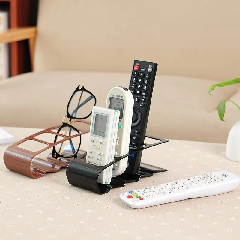 4-Compartment Remote Control Organizer | Multi-Purpose Desktop Storage Holder for Remotes, Phones & Office Accessories
