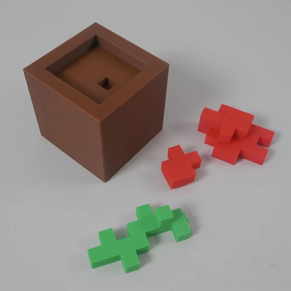 3D Printed Pixel Rose Flower Ornament | Retro Pixel Art Desk Decoration | Unique Home & Office Décor