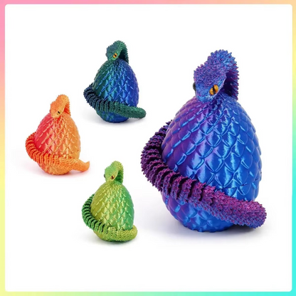 3D Printed Articulated Snake Egg Toy – Flexible Moveable Fidget Figure with Rotating Joints | Desk Decor & Stress Relief Gift