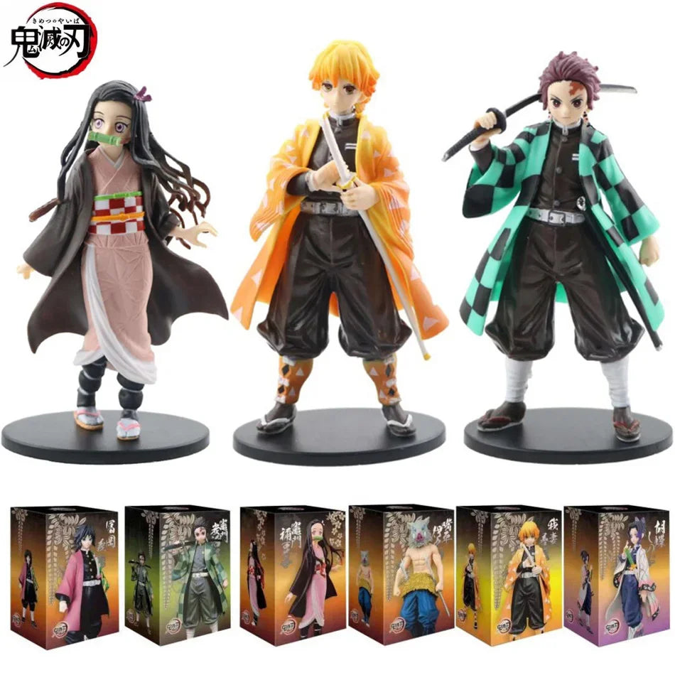 Demon Slayer Kimetsu No Yaiba Figures – Tanjiro Nezuko Zenitsu Inosuke Anime Action Figurine Model Toys