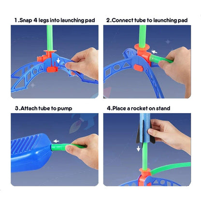 Kids Air Powered Rocket Launcher Toy – Outdoor Foam Stomp Rocket Foot Pump Game for Children