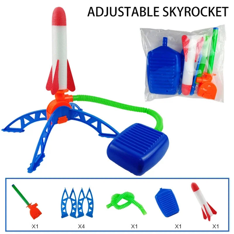 Kids Air Powered Rocket Launcher Toy – Outdoor Foam Stomp Rocket Foot Pump Game for Children