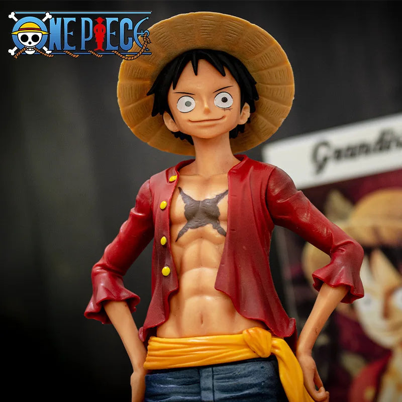 28CM One Piece Luffy Anime Figure – Face Changing Action Figurine with 3 Expressions Collectible Model Toy Gift for Fans
