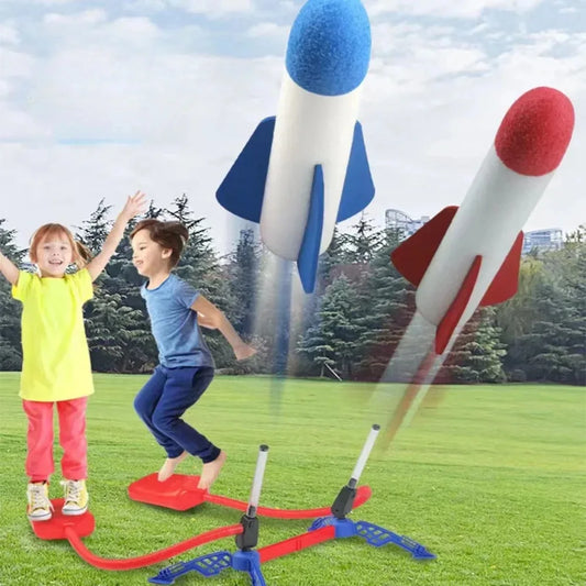 Kids Air Powered Rocket Launcher Toy – Outdoor Foam Stomp Rocket Foot Pump Game for Children