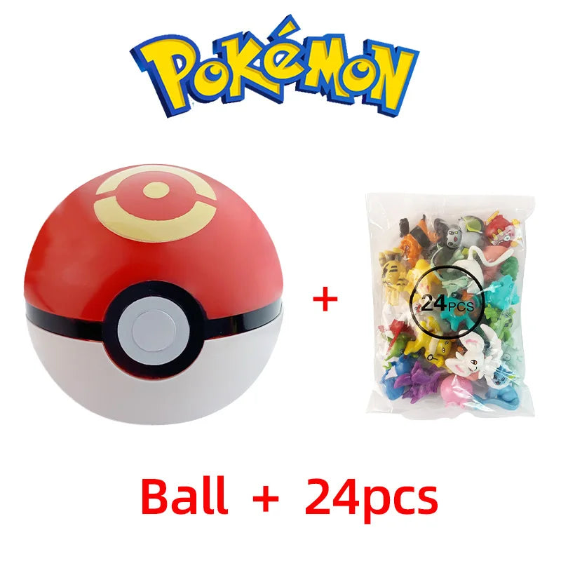 24PCS Pokémon Mini Figures Set – Pikachu Pokeball Tomy Anime Action Model Toys Collection Gift for Kids