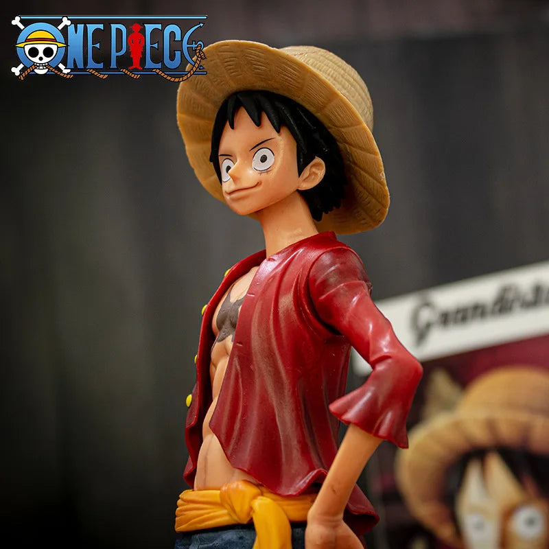 28CM One Piece Luffy Anime Figure – Face Changing Action Figurine with 3 Expressions Collectible Model Toy Gift for Fans